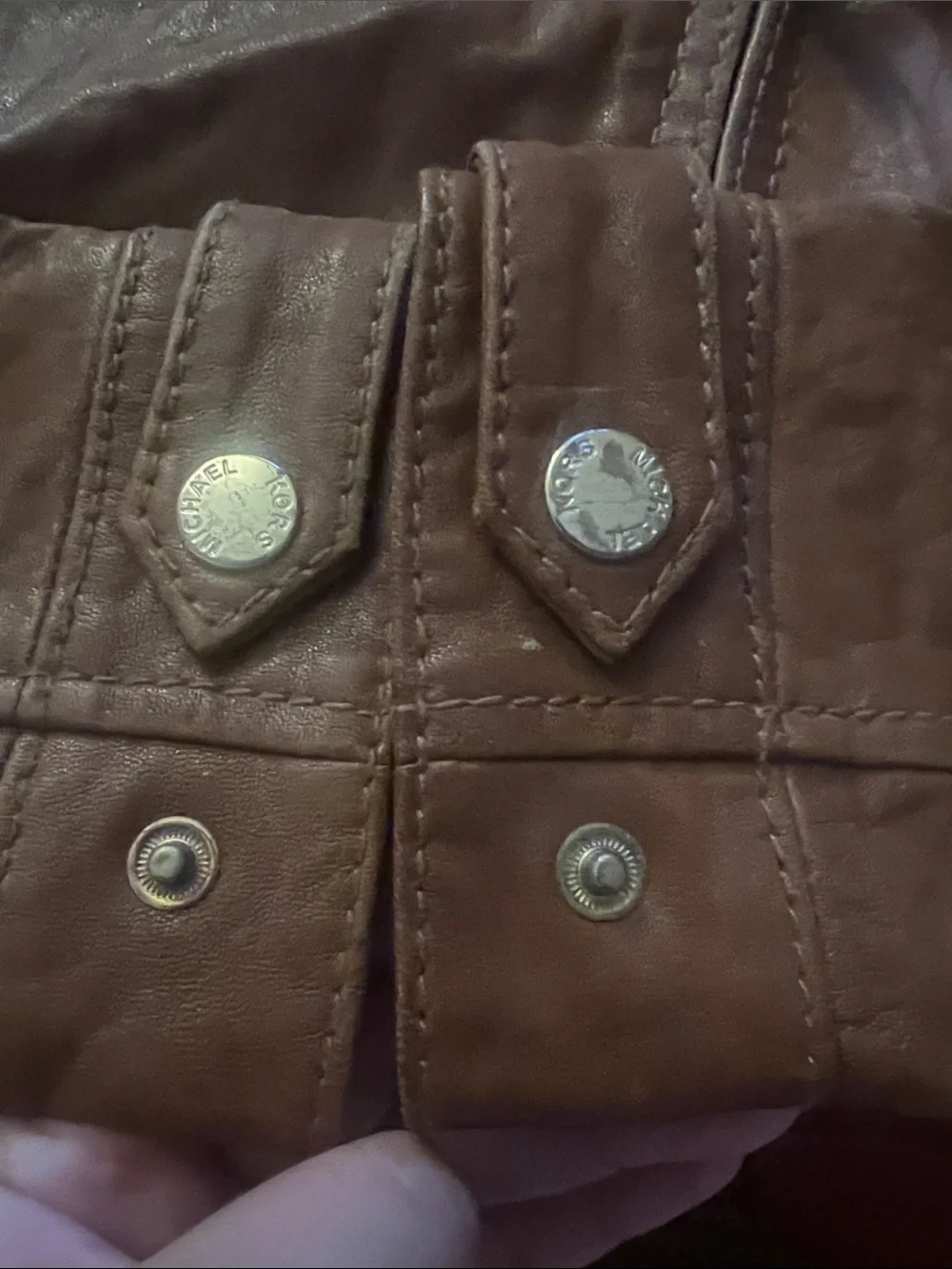 MK Brown Leather Moto Jacket